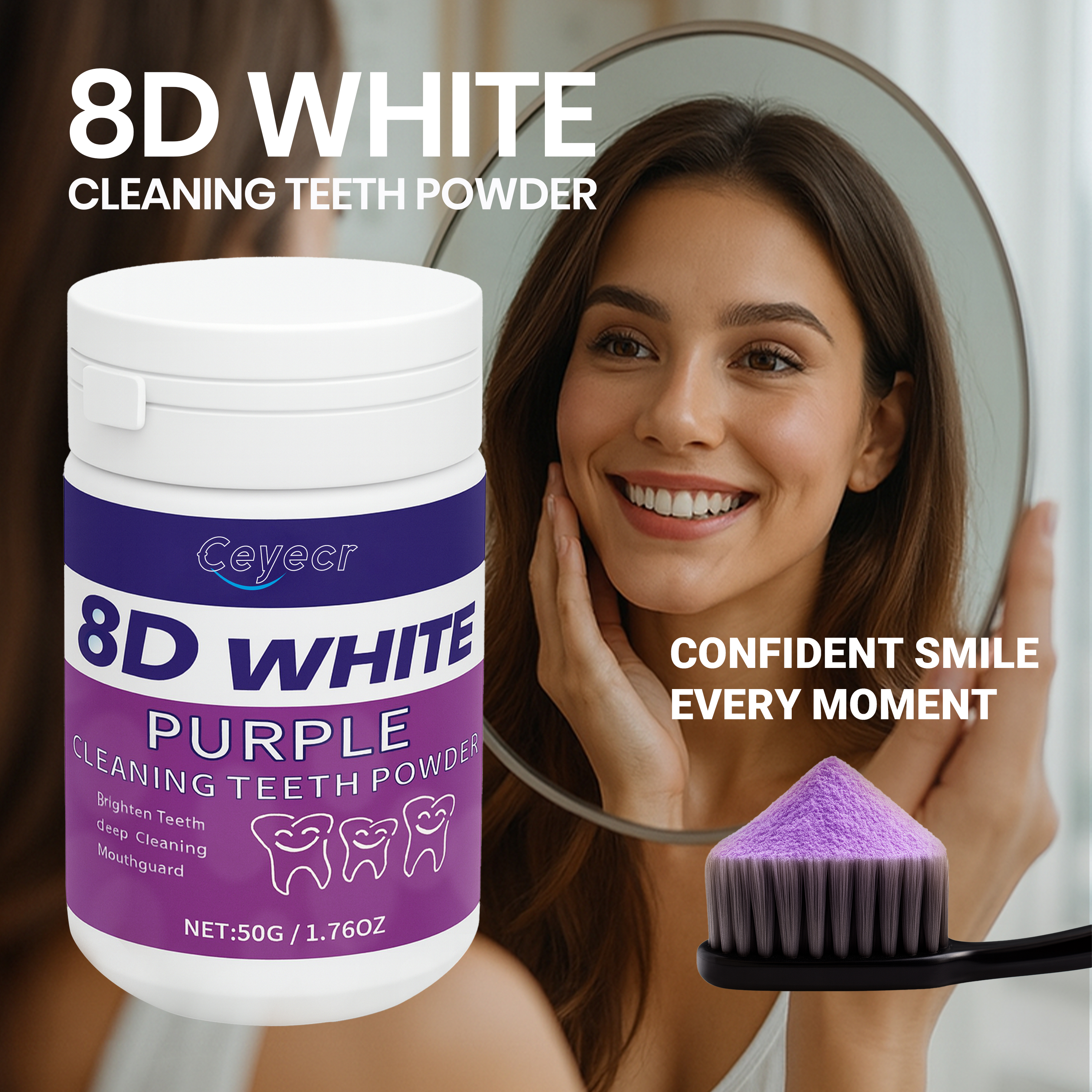 Teeth Whitening Bleach - 8D white Teeth Whitening Powder, 50g/1.76.Oz