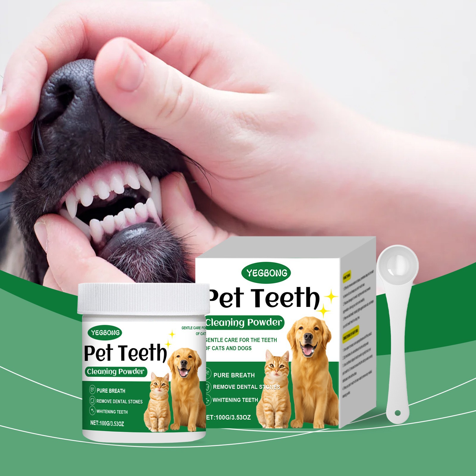 Teeth Whitening Bleach - Pet Teeth Cleaning Powder Reduce Dental
