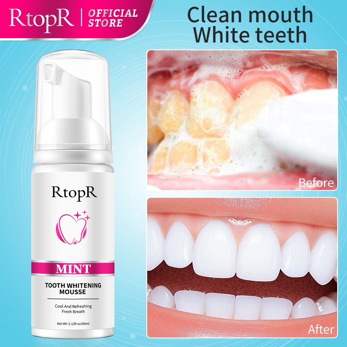 Teeth Whitening Xylitol - RtopR Mint Whitening Teeth Mousse Teeth