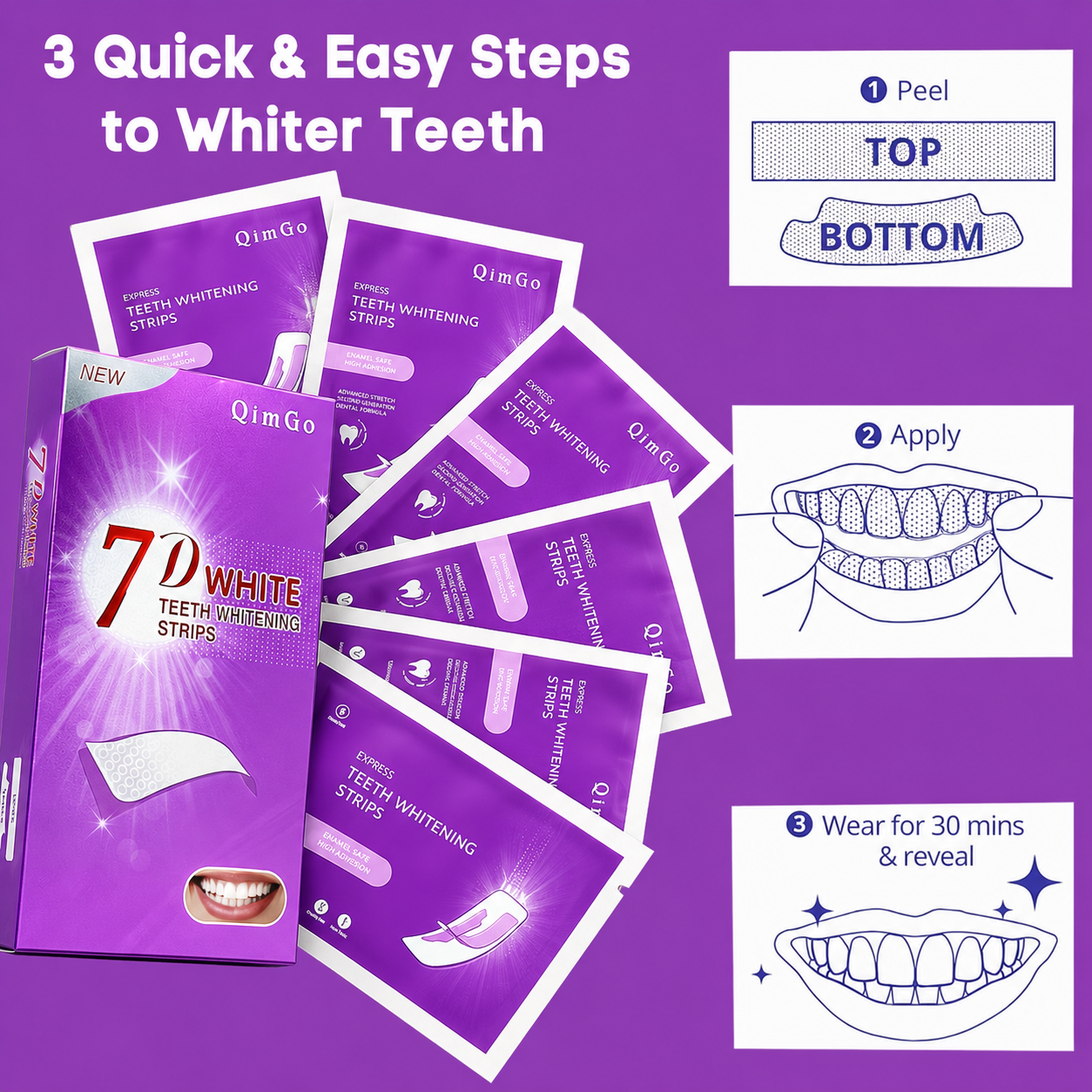 7D Purple Teeth Whitening Stri – Teeth Whitening Yellow Teeth Bewertung und Preis